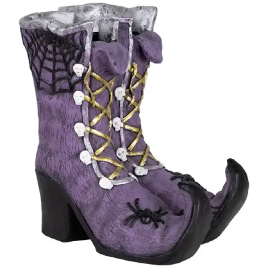 Northlight Ceramic Witch's Boots Halloween Decoration - 15" - Purple image {3}