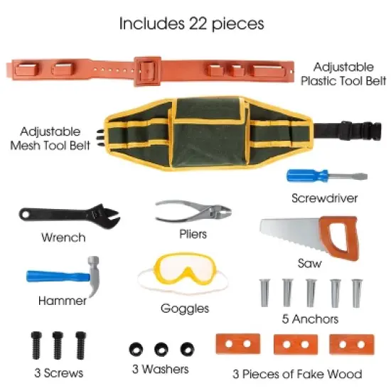 Toy Time Kids' Toy Handyman Kit and Tool Belt Set - 20 Pcs. image {2}