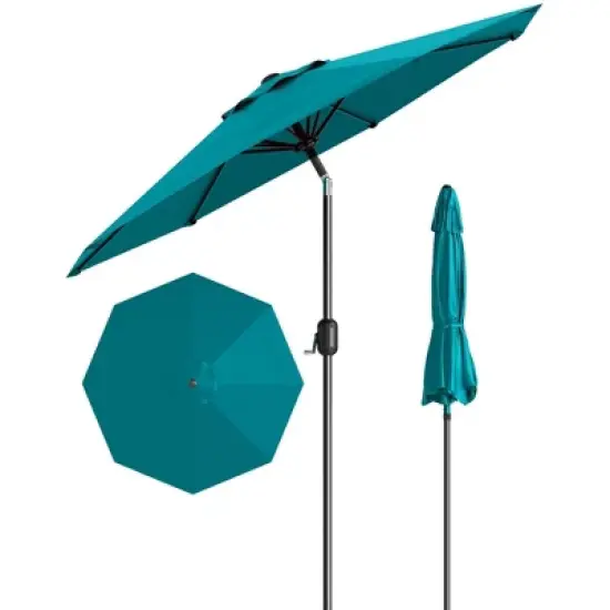 7.5FT Patio Umbrella Outdoor, Market Umbrella, Table Umbrella with Push Button Tilt and Crank, 6 Sturdy Ribs UV Protection Waterproof image {13}