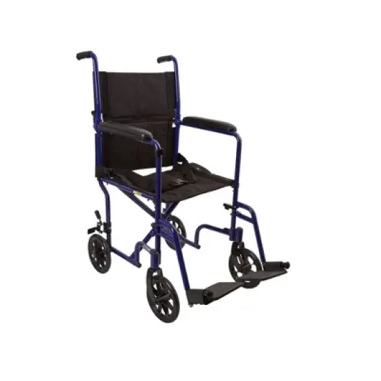 McKesson Transport Chair, Lightweight Aluminum - Blue, 300 lbs Capacity, 1 Count image {3}