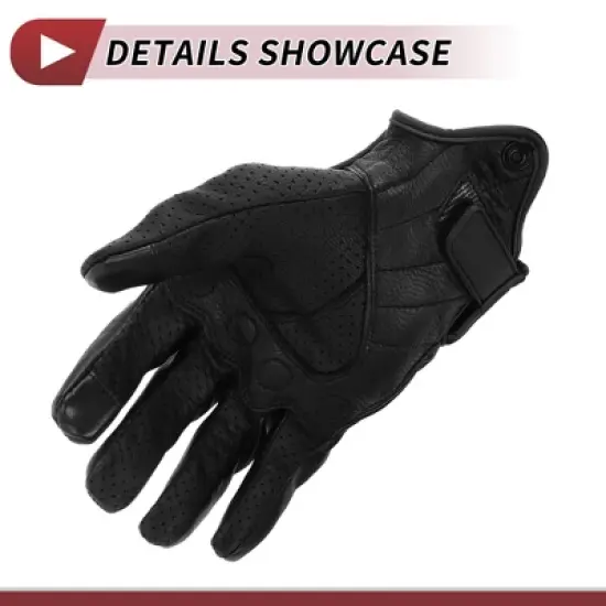 Unique Bargains Motorcycle Full Finger Gloves with Hole Black 1 Pair image {3}