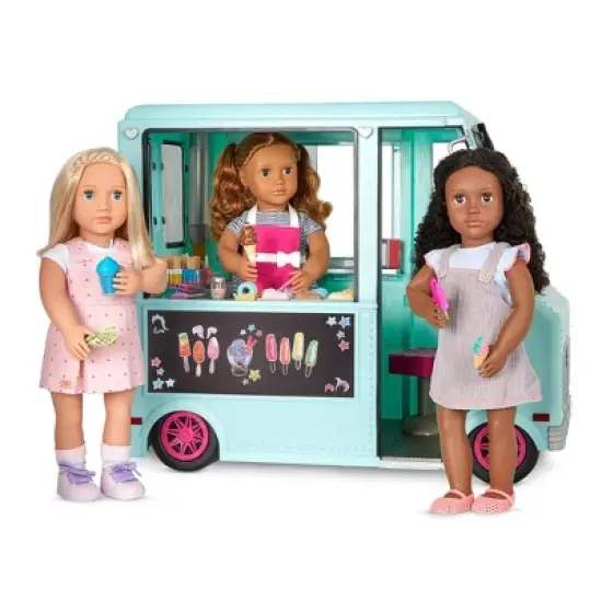 Our Generation Sweet Stop Ice Cream Truck with Electronics for 18" Dolls - Light Blue image {4}