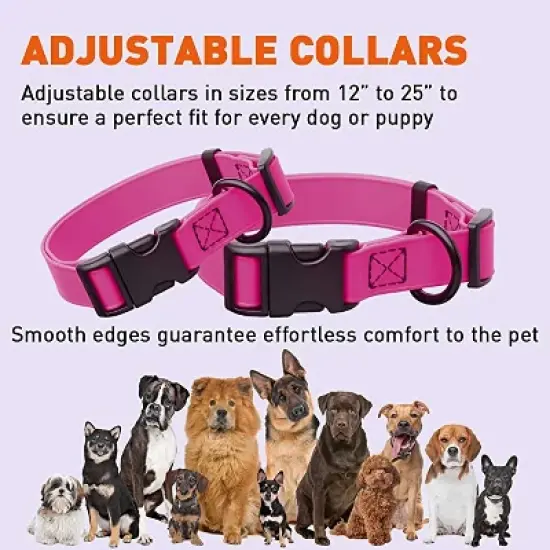 Dogline Biothane Waterproof Collar with QR Buckle Pink image {5}