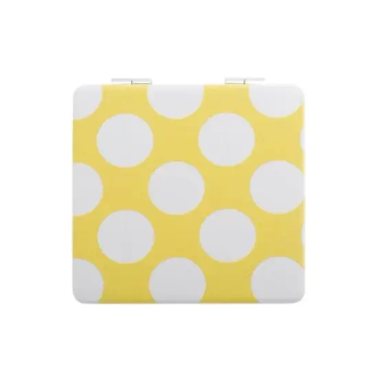 Unique Bargains Folding Makeup Mirror Yellow White 1 Pc image {5}