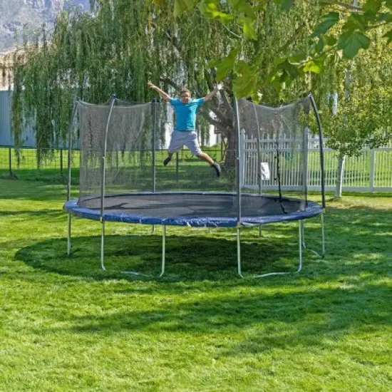 Skywalker Trampolines 15' x 13' Oval Trampoline Combo with Spring Pad - Navy image {4}