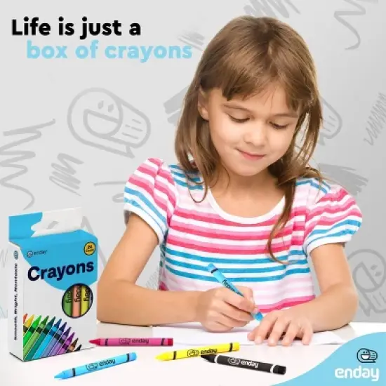 Enday 24 Count Crayons, for Kids & Teachers, Easy to Hold Toddler Crayons, Premium Non-Toxic image {5}