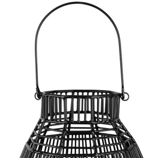 Northlight Medium Iron Geometric Hurricane Candle Lantern - 8.25" - Black image {5}
