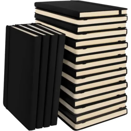 Paper Junkie A5 Dotted Hardcover Notebooks with Grid Design - Journals for Writing- 192 pages, 8 x 6 x .75 In (Black, 20 Pack) image {7}