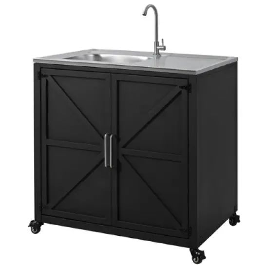 YOOCOZZ  Modular Outdoor Kitchen Sink with Cabinet - Black image {8}