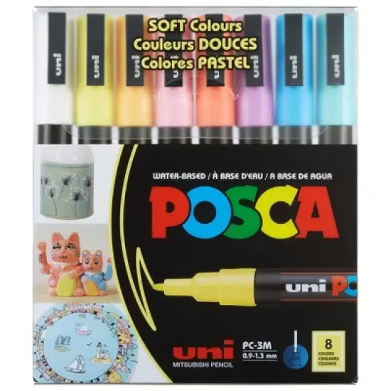 uniball POSCA 8pk PC-3M Water Based Paint Markers Fine Tip 0.9-1.3mm image {7}