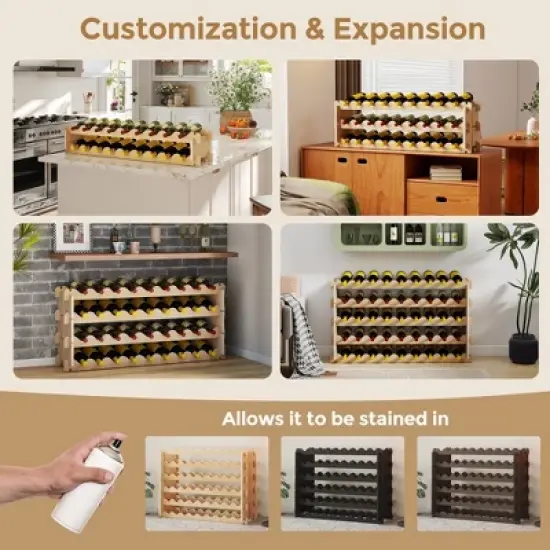 Sandinrayli Stackable Wine Rack, 6-Tier Freestanding Modular 54-Wine Bottle Storage Display Shelf for Kitchen Bar Pantry Cellar image {7}