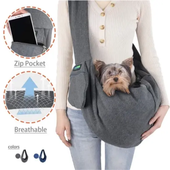 XJESPET & GOOPAWS: Comfy Pet Sling Bag - Grey - Carry Small Dogs image {2}