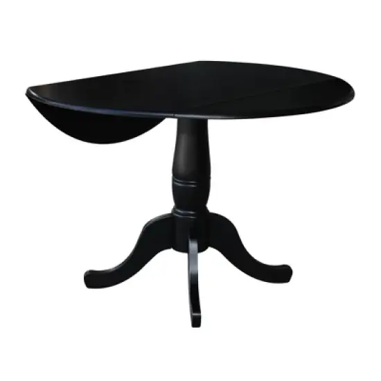 Davidson Round Dual Drop Leaf Pedestal Table Black - International Concepts image {3}