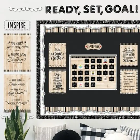 Creative Teaching Press&reg; Black, White, and Wood Calendar Set Bulletin Board Set, 87 Pieces image {4}
