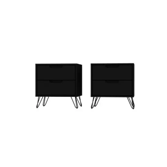 Set of 2 Rockefeller 2 Drawer Nightstands - Manhattan Comfort image {10}