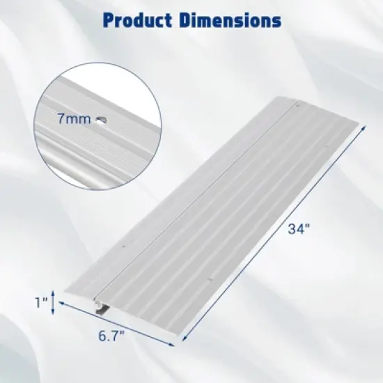 Door Ramp, Threshold Ramp 4'' Rise - 320kg Capacity Aluminum Floor Transition Strip for Wheelchair, Scooter, Motorhome, Pets, Truck image {1}