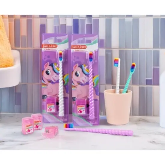 SmileMakers Toothbrush Soft and Floss Kit - Lavender Unicorn image {4}