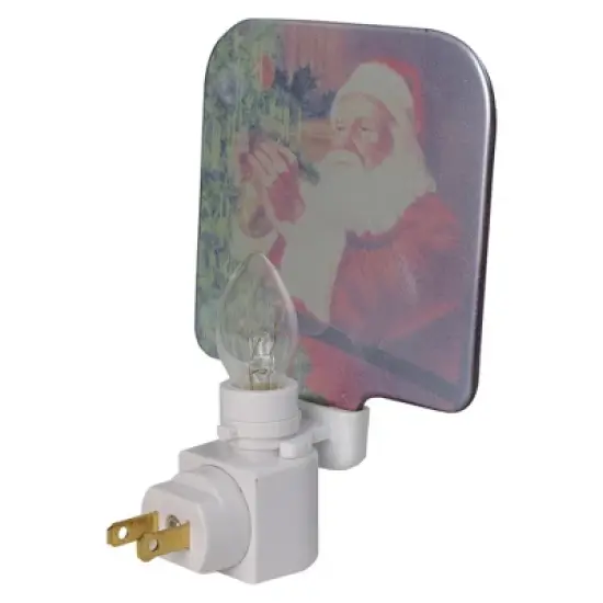 Northlight 6" Norman Rockwell 'Santa Trimming Tree' Glass Christmas Night Light image {2}