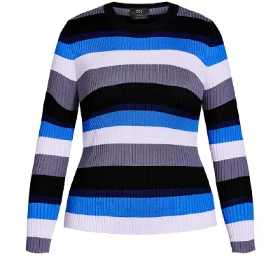 Women's Plus Size 70s Stripe Sweater - blue | CCX image {4}