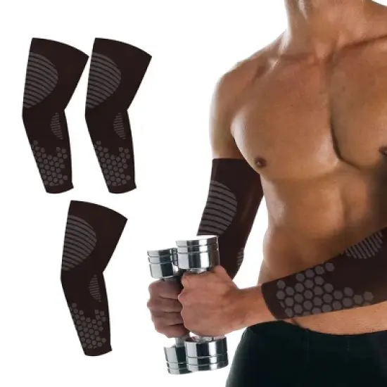 Copper Zone Pain Relief Elbow Brace Compression Support Sleeve For Tendonitis, Tennis Golf Elbow - 3 Pair Pack image {6}
