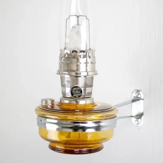 Aladdin Wall Mount Oil Lamp, Genie III Regency Fuel Lighting for Homesteaders or Emergencies, Amber Glass, 18 inches tall, Nickel Trim image {4}