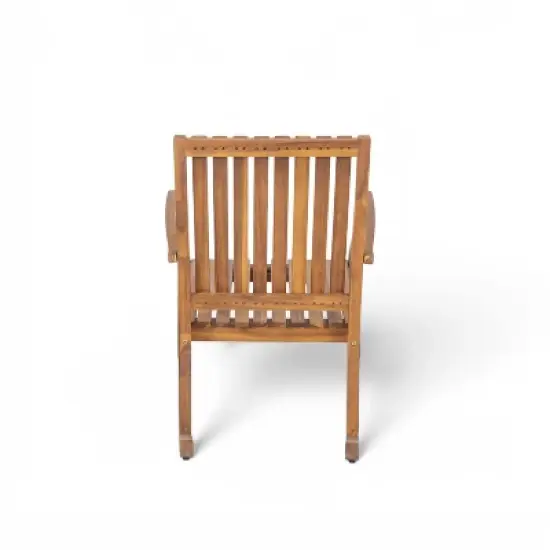 Christopher Knight Home Raeburn Outdoor Rustic Acacia Wood Slatted Design Accent Rocking Chair (Set of 2) image {5}