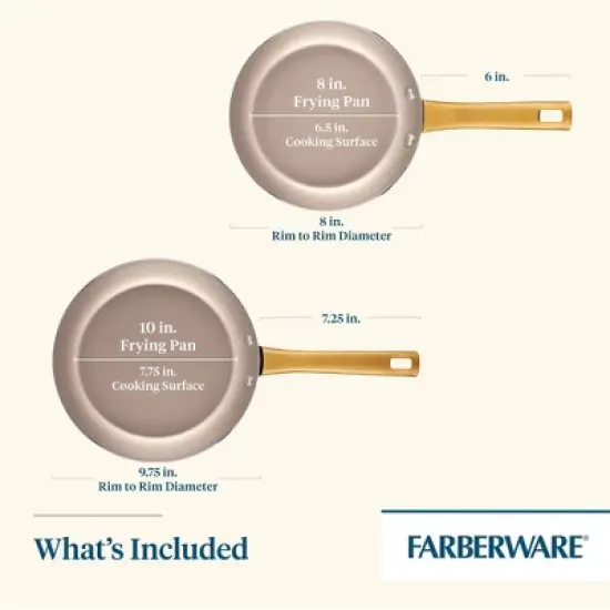 Farberware Radiant 2pc Nonstick Fry Pan: Stainless Steel Handle, Dishwasher-Safe, Electric & Gas Compatible, 10" Diameter image {2}
