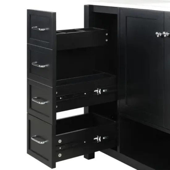 Whisen Bathroom Vanity with Sink, Freestanding Vanity with Drawers, cabinet and Open shelf image {13}