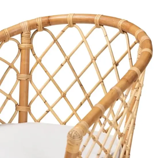 Orchard Fabric Upholstered and Rattan Dining Chair White/Natural - bali & pari image {5}