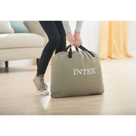 Intex Elevated 18" Pillow Rest Queen Air Mattress with Internal Pump - Off-White/Blue image {10}