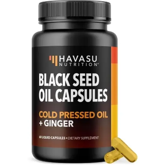 Black Seed Oil Capsules + Ginger Root Extract for Digestive Health & Immune Support, Cold Pressed Black Cumin Seed Oil & Ginger, Havasu Nutrition 60ct image {8}