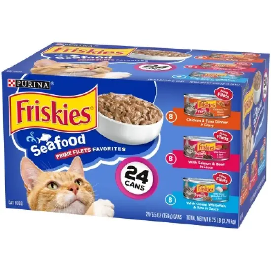 Purina Friskies Seafood Prime Filets with Chicken, Beef and Seafood Wet Cat Food - 5.5oz/24ct Variety Pack image {5}