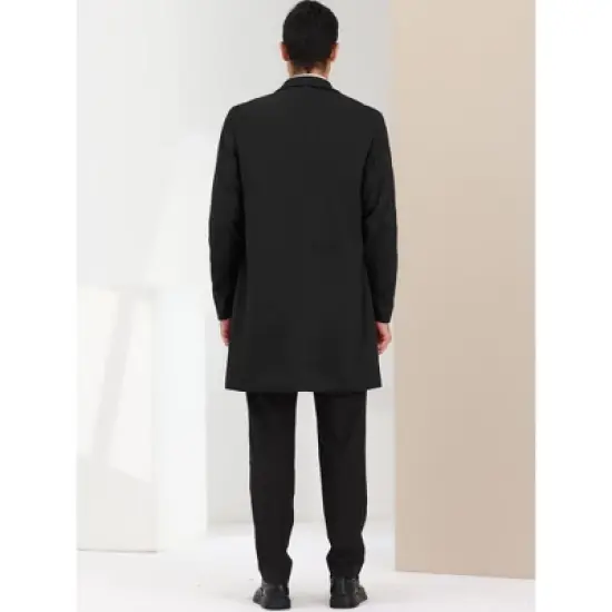 Lars Amadeus Men's Classic Solid Slim Fit Notch Lapel Single Breasted Long Overcoat image {4}