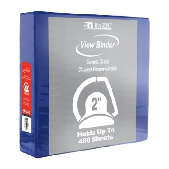 BAZIC Products&reg; Slant D Ring View Binder with 2 Pockets, 2", Blue image {1}