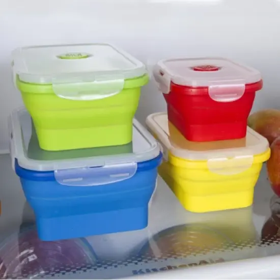 Kitchen + Home Thin Bins Collapsible Containers - Set of Silicone Food Storage Containers image {3}