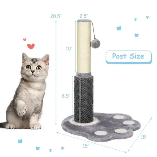 Costway 20.5'' Tall Cat Scratching Post Claw Scratcher w/ Sisal Rope & Plush Ball image {1}