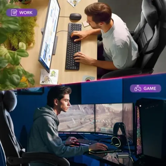 Big and Tall Office Chair, High Back Leather Gaming Chair with Footrest, Ergonomic Computer Chair w/Lumbar Support & Headrest, 360&deg; Swivel Base image {7}