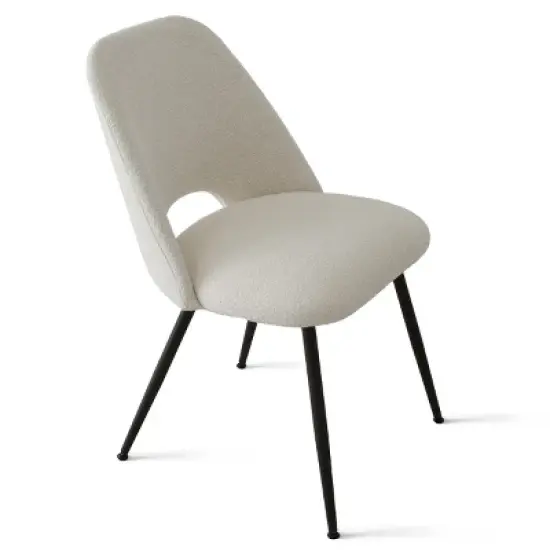 Set of 2 Edwin 21.6" Wider Seat Faux Shearling Dining Chair With Black Metal Legs -The Pop Maison image {6}