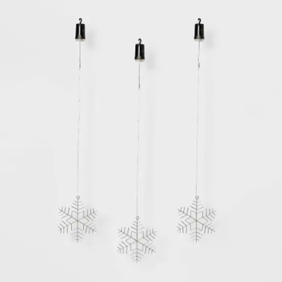 3pk Battery Operated LED Hanging Metal Snowflake Christmas Lights - Wondershop&trade;: Indoor/Outdoor Use with Timer image {3}