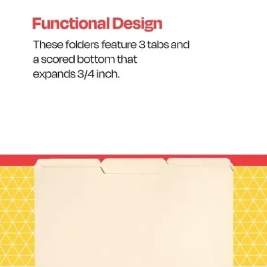 School Smart Manila File Folders, Legal Size, 1/3 Cut Tabs, Pack of 100 image {2}