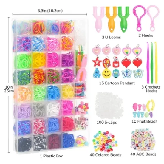 LotFancy 32 Colors Rubber Band Bracelet Kit, Loom Bracelet Making Refill Kit for Adults Ages 12+ image {3}