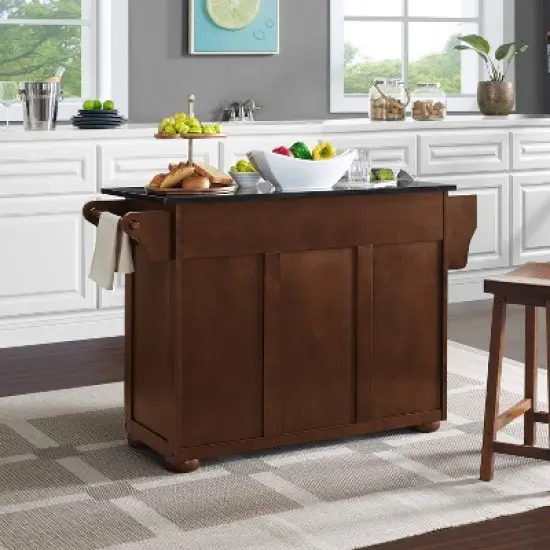 Eleanor Granite Top Kitchen Island Mahogany/Black - Crosley image {4}
