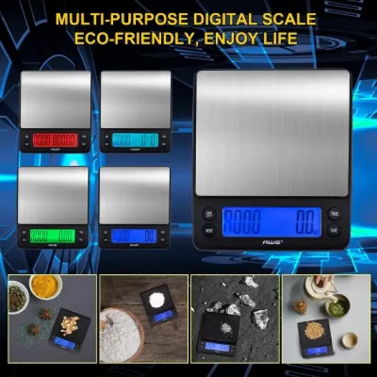 American Weigh Scales Barista Series Kitchen Coffee Weight Scale Digital Bright Back-lit LCD display 6.6lb Capacity image {7}