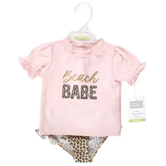 Hudson Baby Infant and Toddler Girl Swim Rashguard Set, Beach Babe image {1}