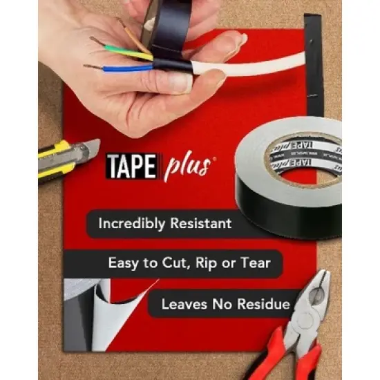Tape Plus Gaffer Tape - 2 Inch x 40 Yards (120 Feet) Black Tape - Used for Gaff Tape, Duct Tape, Electrical Tape & More image {2}