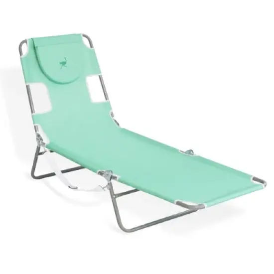 Ostrich Chaise Lounge Outdoor Portable Folding 4 Position Recliner Chair for Beach, Patio, Camp, and Pool with Carrying Strap, Teal (2 Pack) image {1}