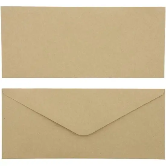 Sustainable Greetings 100 Count Kraft Envelopes V Flap with Gummed Glue Seal for Home and Office, 9.5 x 4 Inches, Brown image {4}