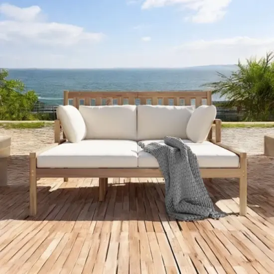 Mshliw  Outdoor Daybed with Curved Armrests and 4 Pillows &ndash; Patio Lounge Bed with  Removable Cushions for Poolside, Backyard, and Garden image {7}