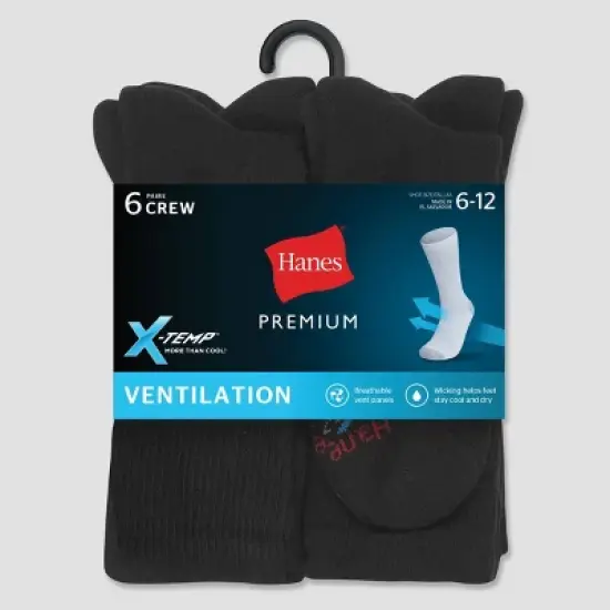 Hanes Premium Men's X-Temp Breathable Crew Socks 6pk image {2}