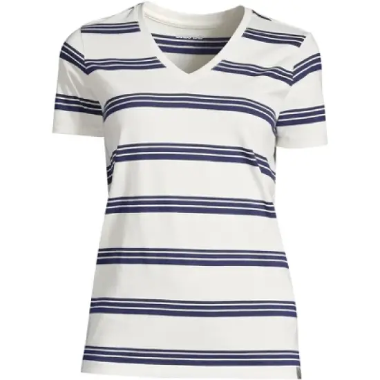Lands' End Women's Relaxed Supima Cotton Short Sleeve V-Neck T-Shirt image {20}
